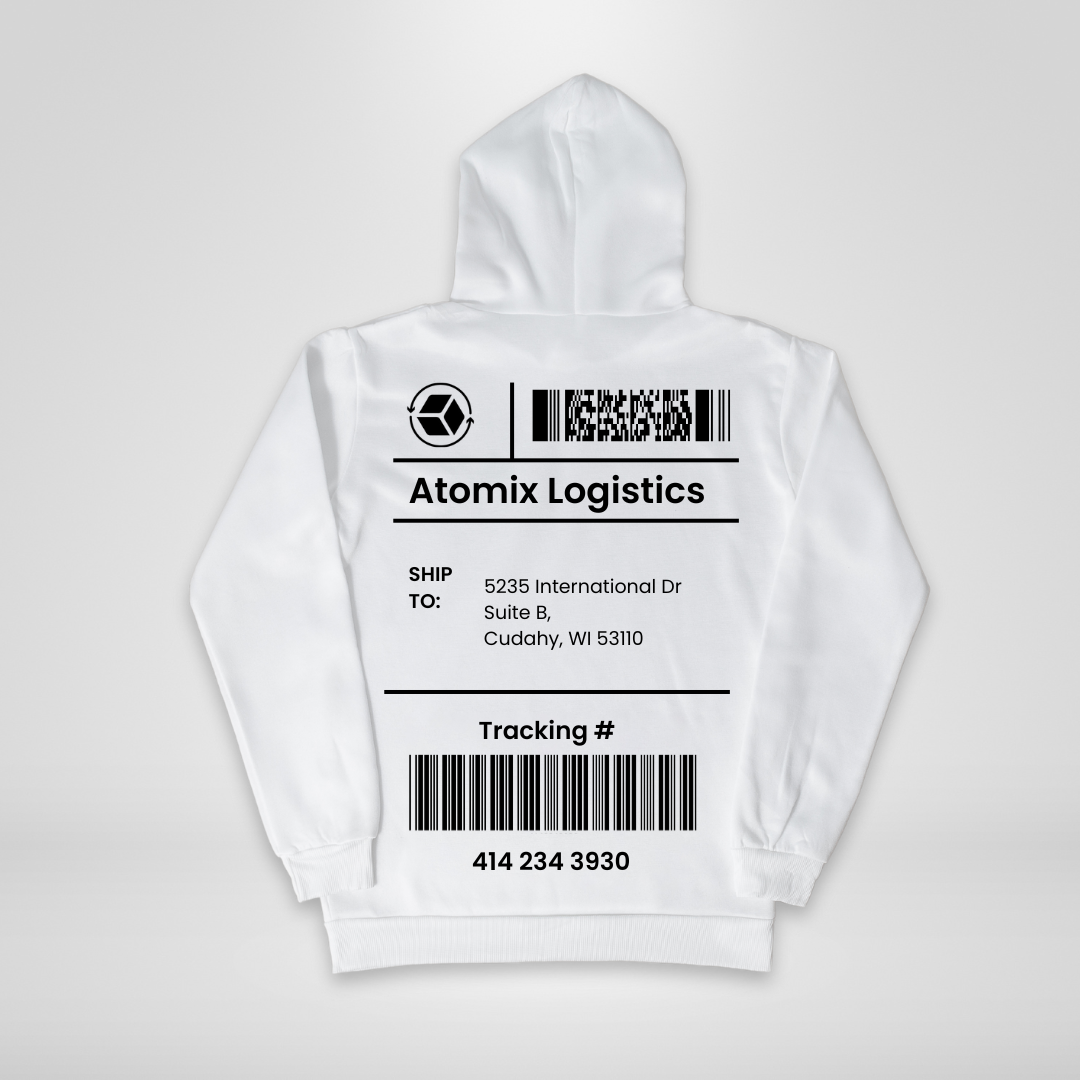 White Hoodie with Back Print Label